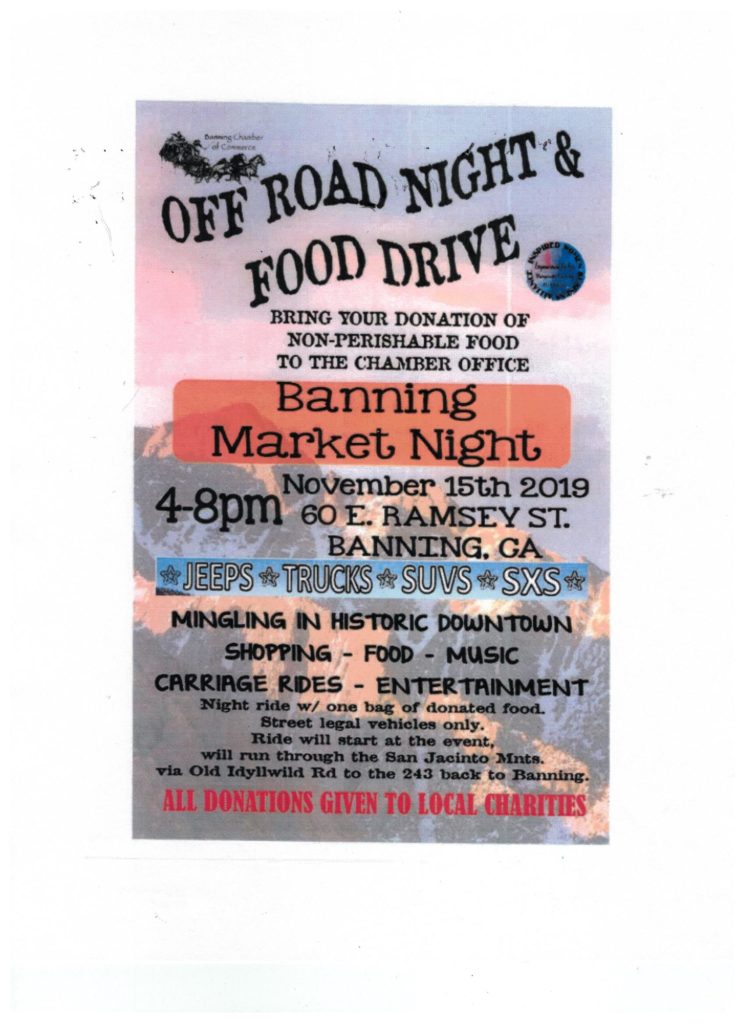 Off Road Night & Food Drive @ Historic Downtown Banning | Banning | California | United States