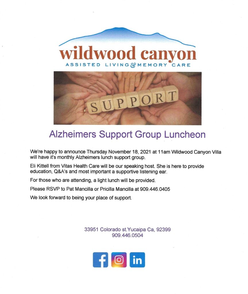 Alzheimer's Support Luncheon @ Wildwood Canyon Villa | Yucaipa | California | United States