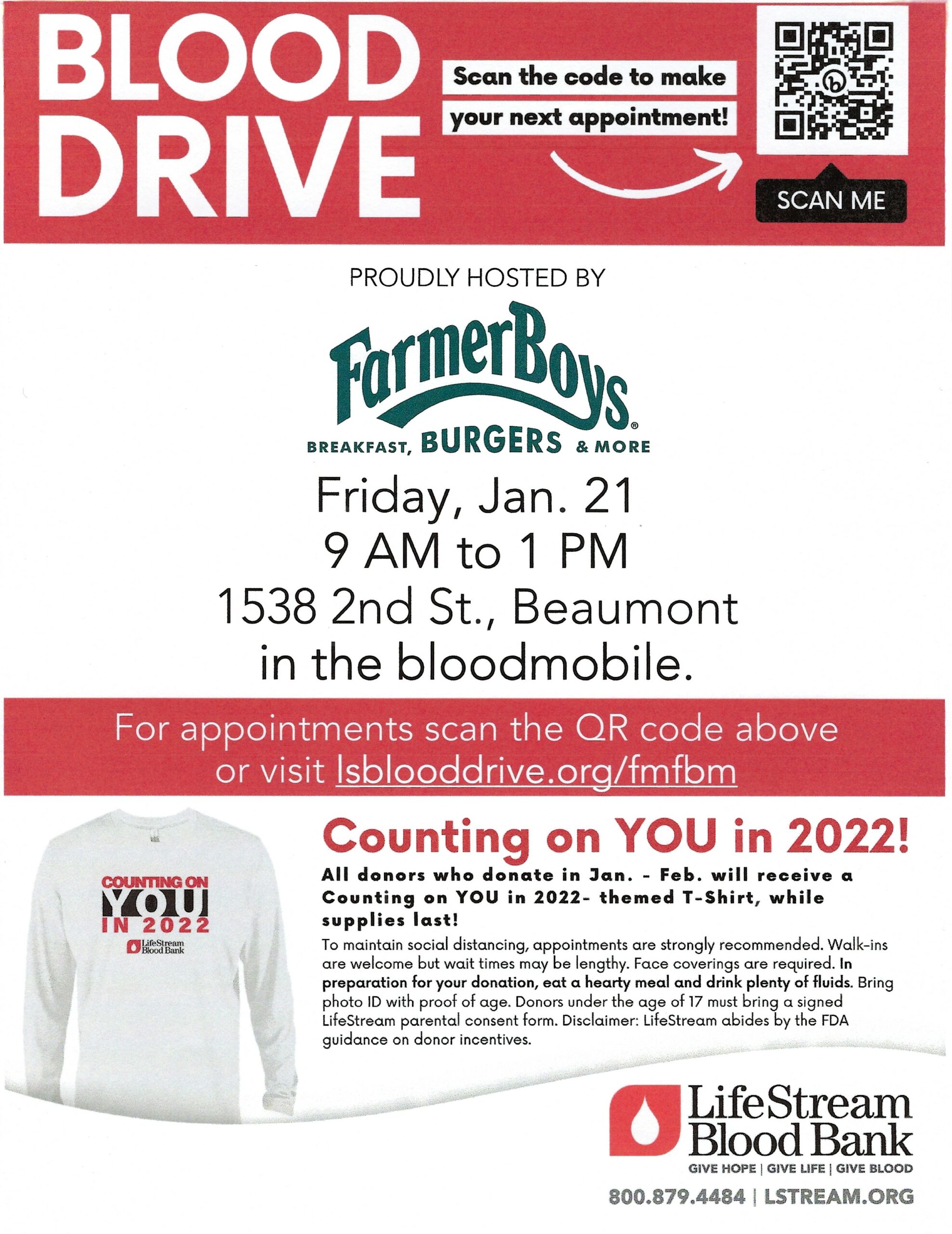 Blood Drive @ Farmer Boys | Beaumont | California | United States