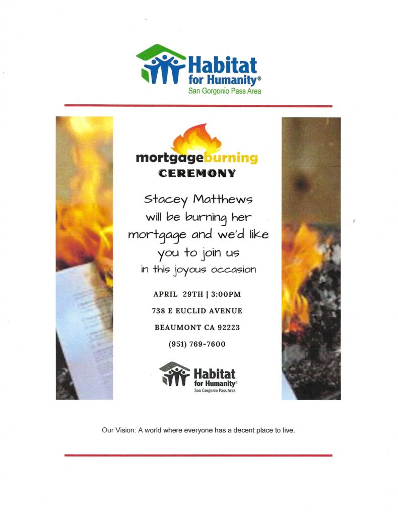 Mortgage Burning Ceremony @ Habitat for Humanity | Beaumont | California | United States