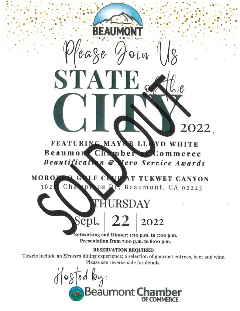 Sold Out Beaumont State of the City 2022 @ Morongo Golf Club @ Tukwet Canyon | Beaumont | California | United States