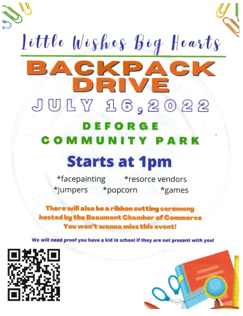 Backpack Drive @ Deforge Community Park | Beaumont | California | United States