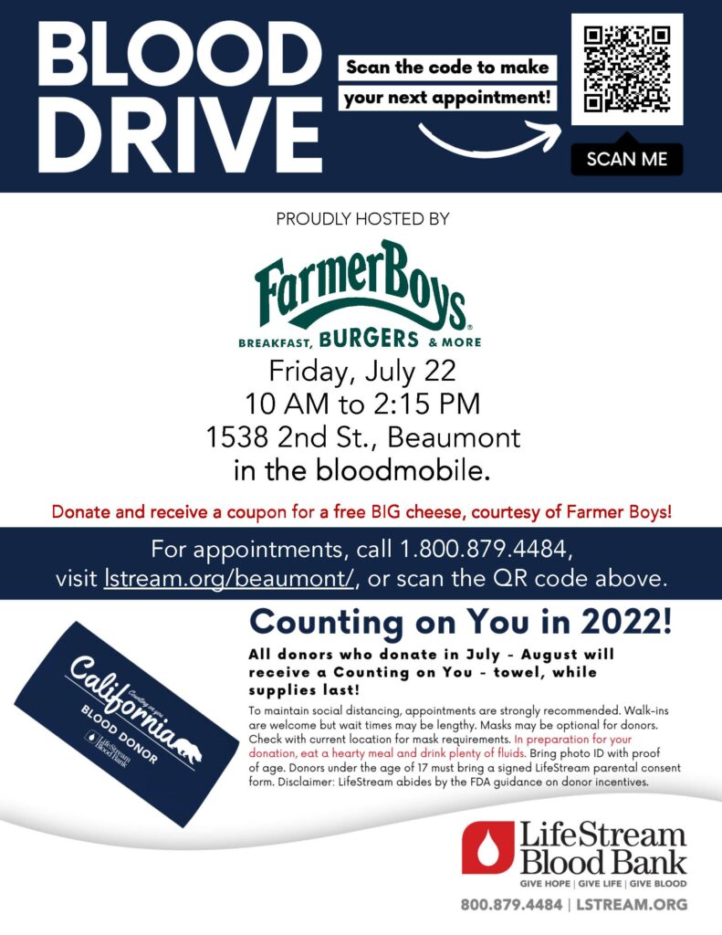 Blood Drive @ Farmer Boys | Beaumont | California | United States