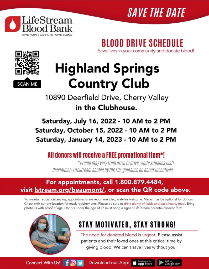 Blood Drive @ Highland Springs Country Club | Beaumont | California | United States