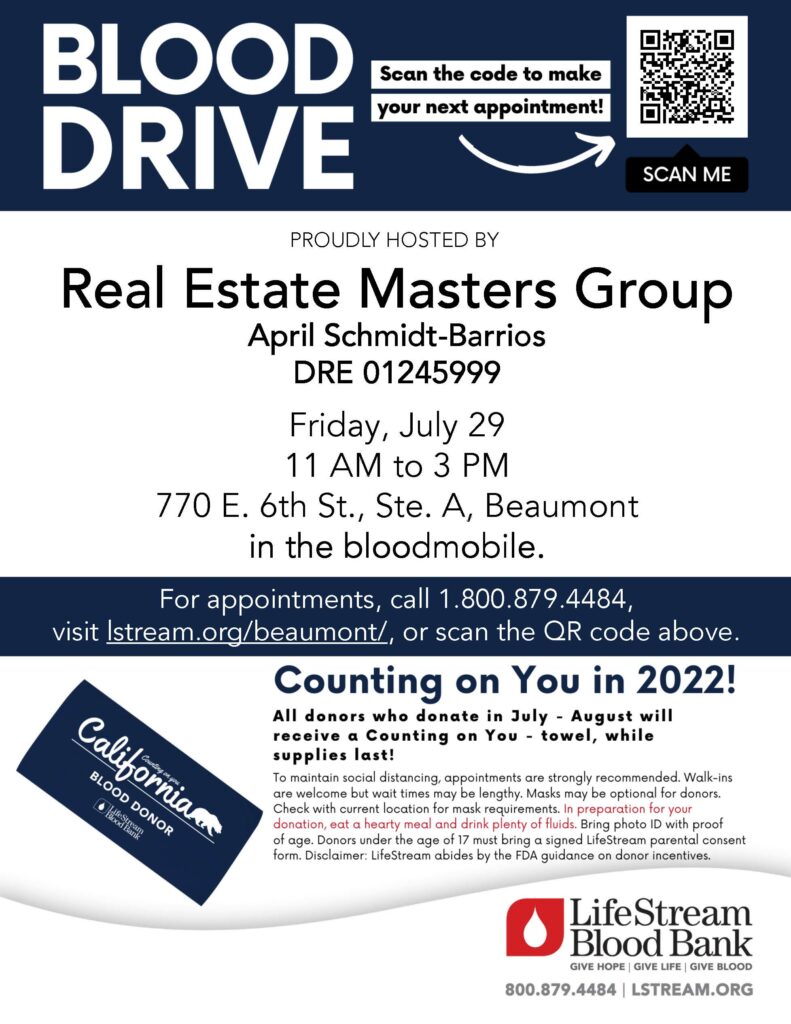 Blood Drive @ Real Estate Master's Group | Beaumont | California | United States