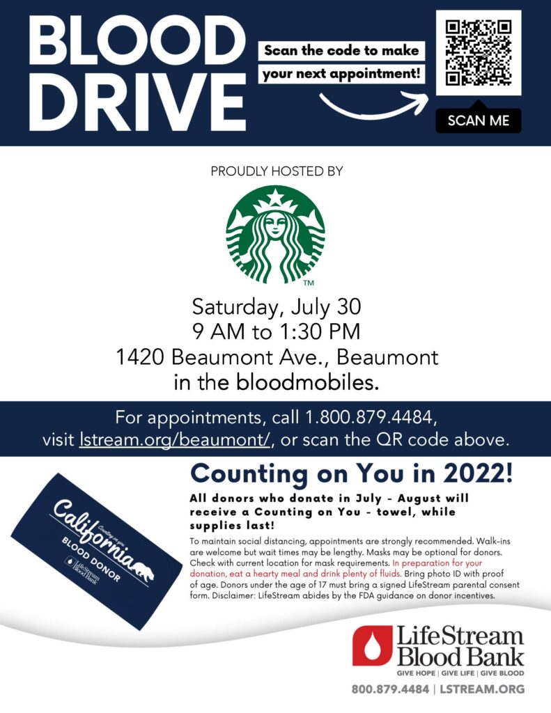 Blood Drive @ Starbucks | Beaumont | California | United States