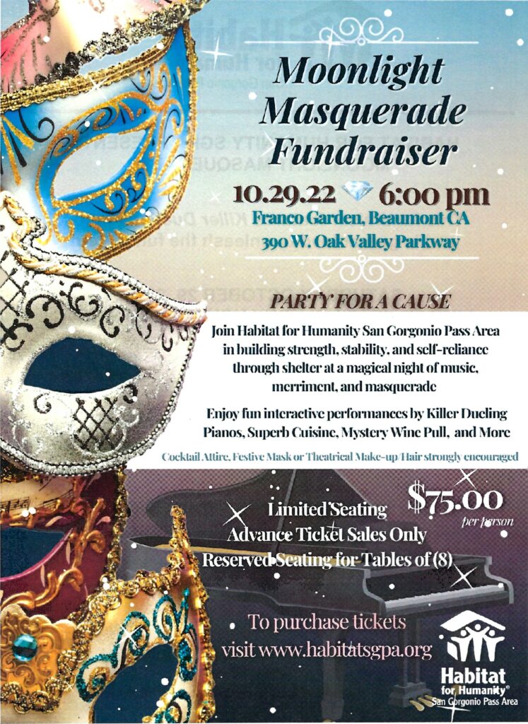 Moonlight Masquerade Fundraiser @ Franco Gardens at Noble Creek Park | Beaumont | California | United States