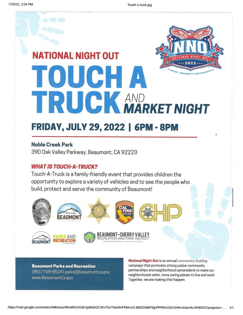 Touch a Truck Market Night @ Noble Creek Regional Park | Beaumont | California | United States