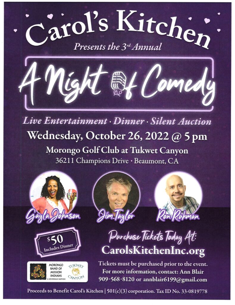 A Night of Comedy Carol's Kitchen @ Morongo Golf Club @ Tukwet Canyon | Beaumont | California | United States