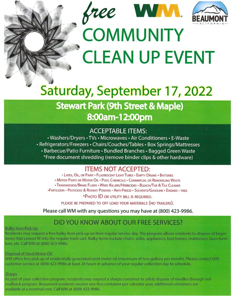 Free Community-Wide Clean Up @ Stewart Park | Beaumont | California | United States