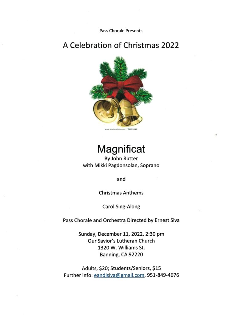 Magnificat and Pass Chorale and Orchestra @ Our Savior's Lutheran Church | Banning | California | United States