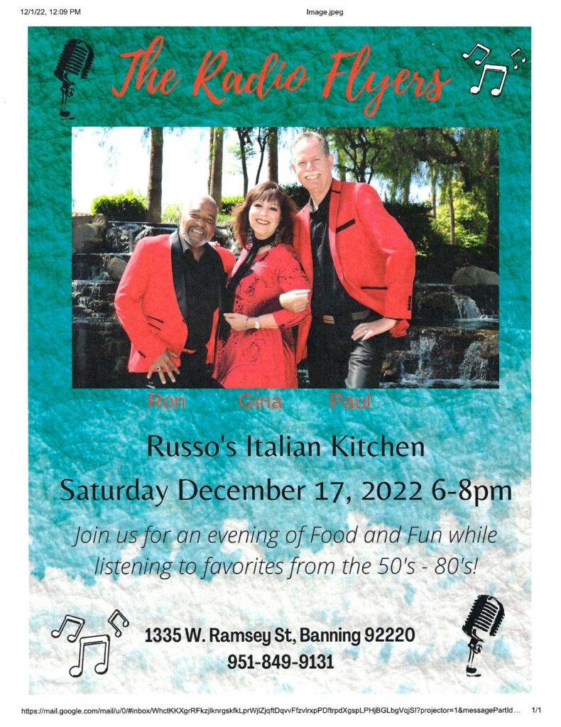 Radio Flyers at Russo's Italian Kitchen @ Russo's Italian Kitchen | Banning | California | United States