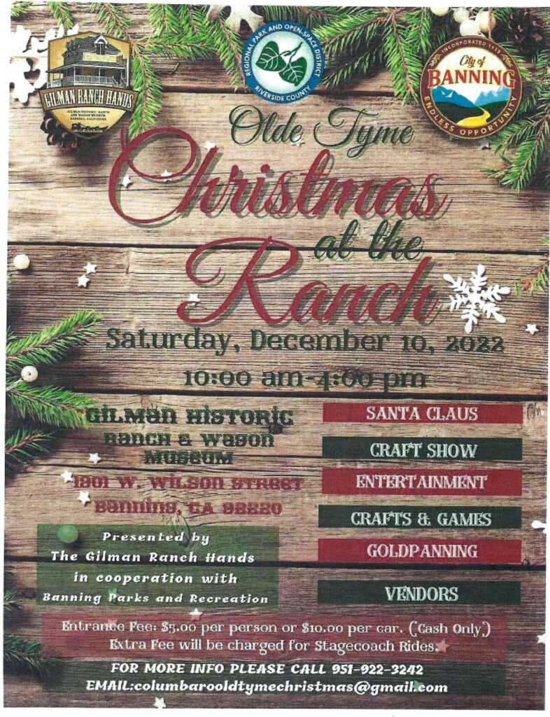 Old Tyme Christmas at the Ranch @ Gilman Historic Ranch & Wagon Museum | Banning | California | United States