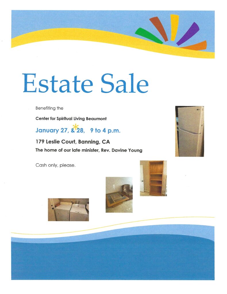 Estate Sale Center for Spiritual Living @ Reverend Davine Young's Home | Banning | California | United States