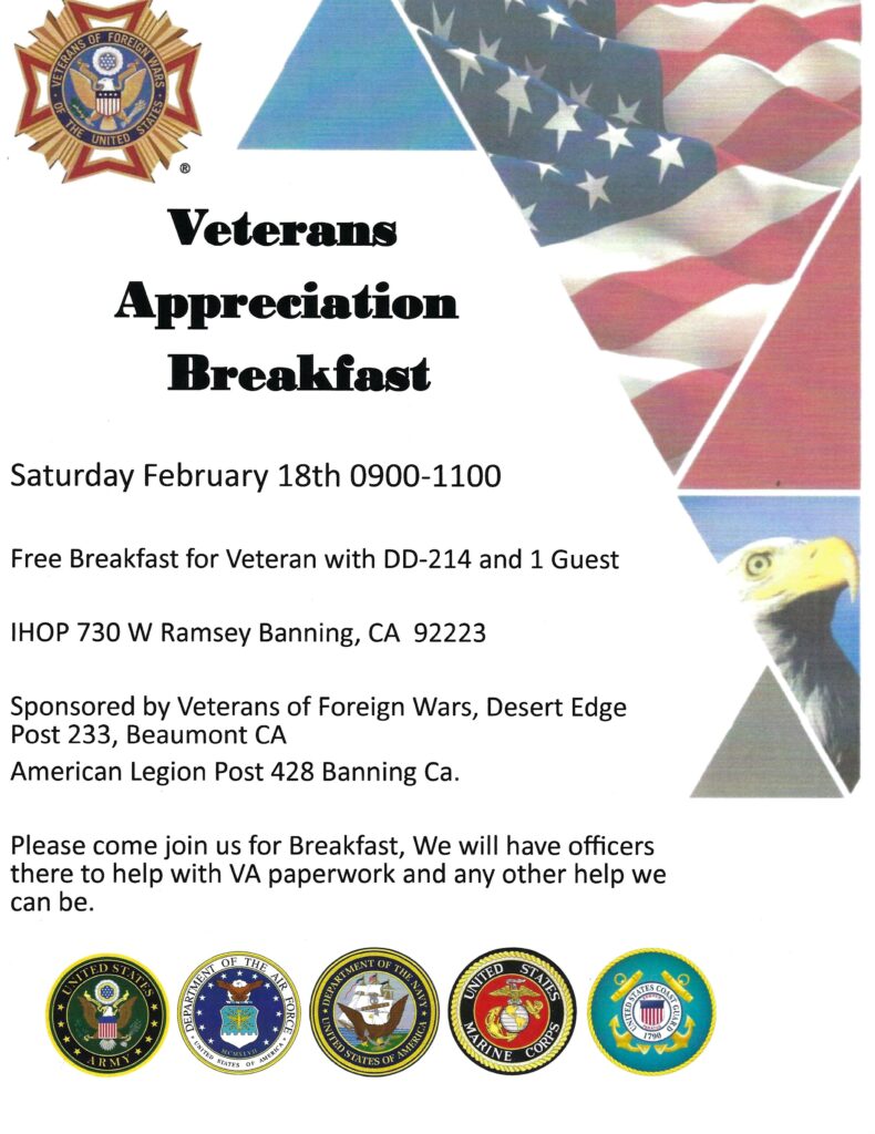 Veterans Appreciation Breakfast @ IHOP | Banning | California | United States