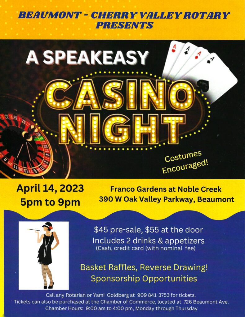 Speakeasy Casino Night @ Noble Creek Community Center, Donna Franco Garden | Beaumont | California | United States