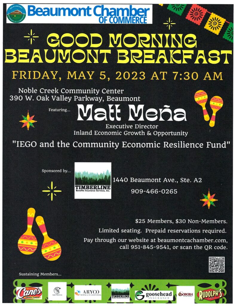 Good Morning Beaumont Breakfast @ Noble Creek Community Center, Copper Room | Beaumont | California | United States