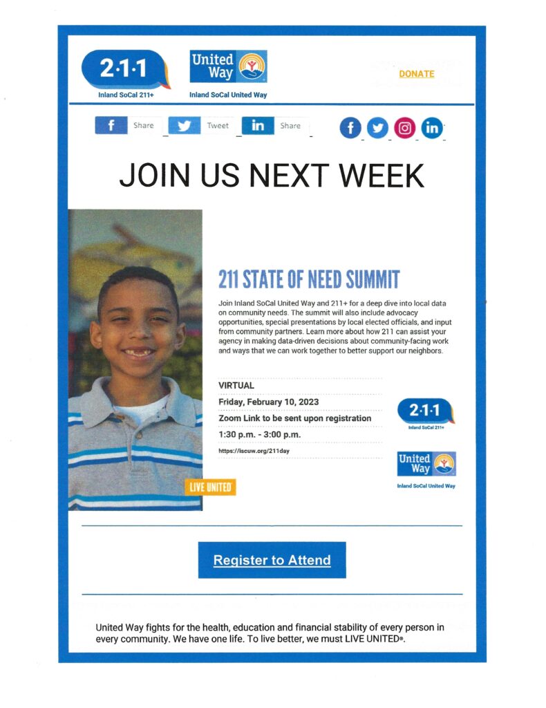 United Way State of Need Summit @ On-line | Beaumont | California | United States