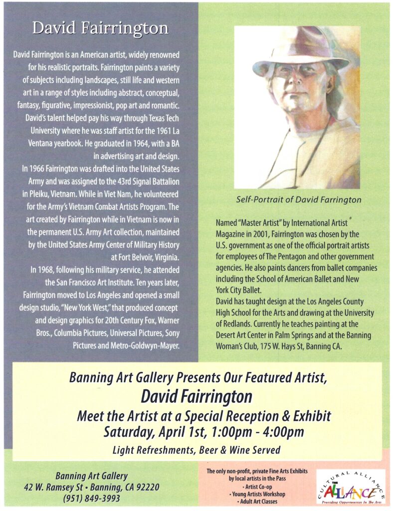 Meet the Artist, David Fairrington @ Banning Art Gallery | Banning | California | United States