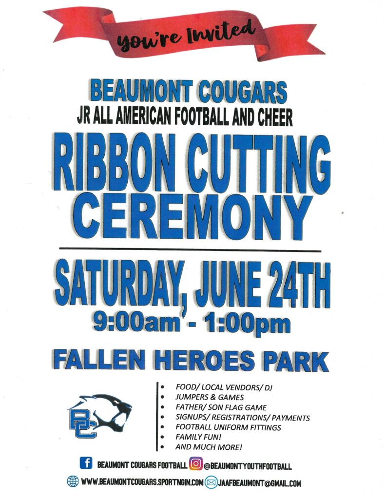 Beaumont Cougars Jr. All American Football & Cheer Kickoff Party @ Fallen Heroes Park | California | United States