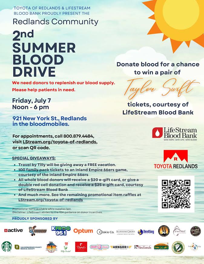 Redlands Community Summer Blood Drive @ Toyota of Redlands