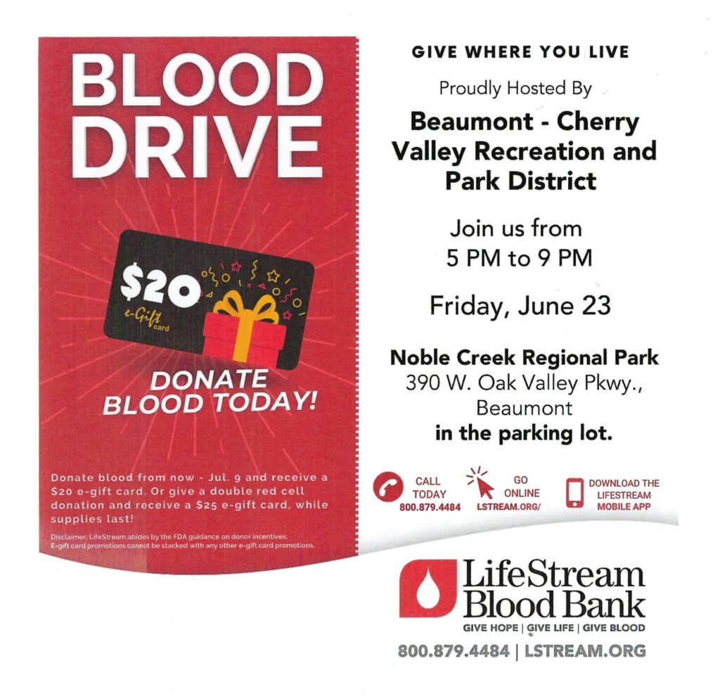 Blood Drive - Noble Creek Regional Park @ Noble Creek Regional Park