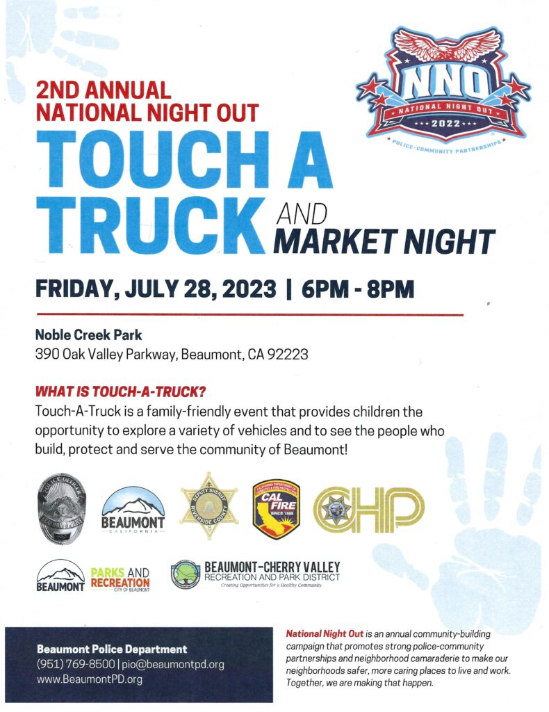 2nd Annual Touch a Truck and Market Night @ Noble Creek Regional Park | Beaumont | California | United States