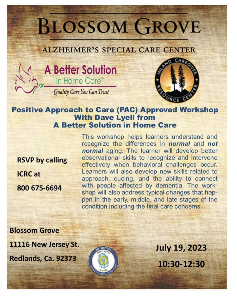 Positive Approach to Care Workshop @ Blossom Grove