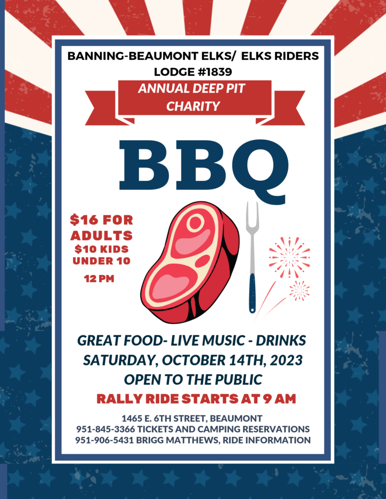 Annual Deep Pit Charity BBQ @ Banning-Beaumont Elks Lodge #1839 | Beaumont | California | United States