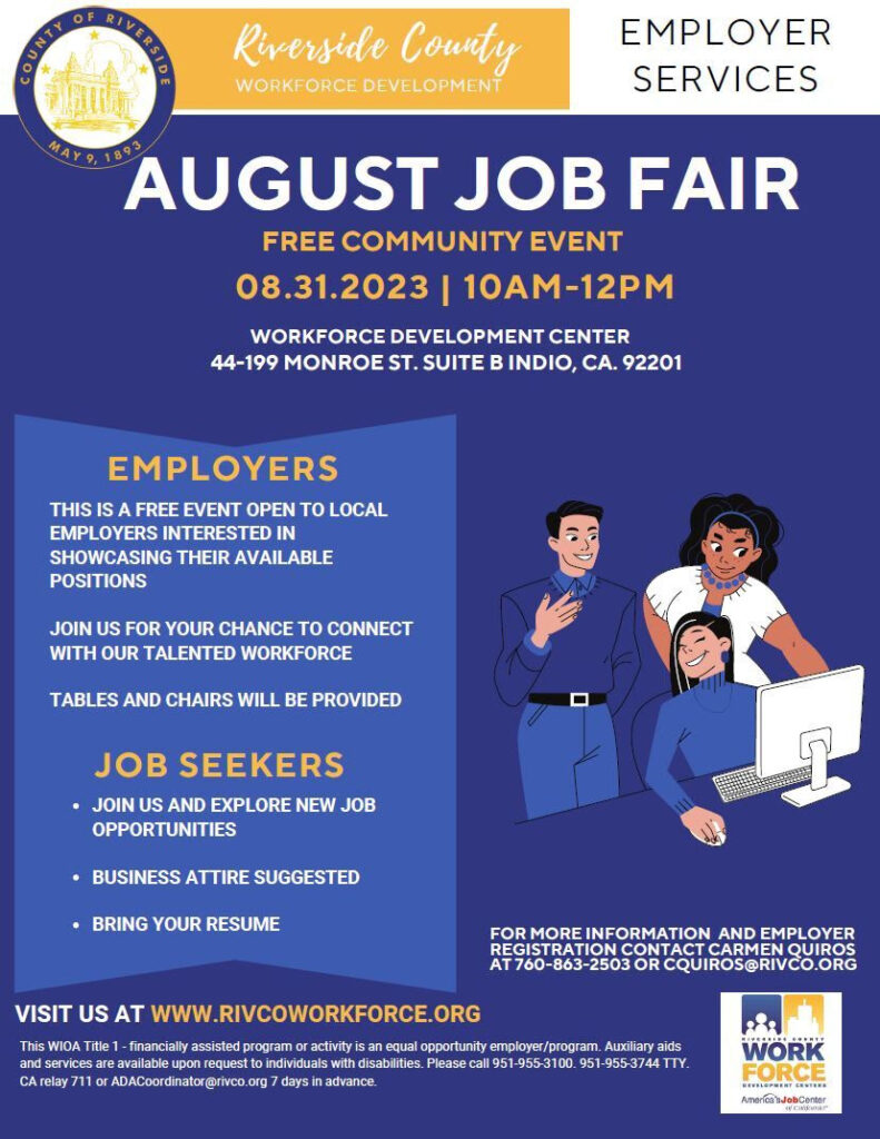 Job Fair - Riverside County @ Workforce Development Center | Indio | California | United States