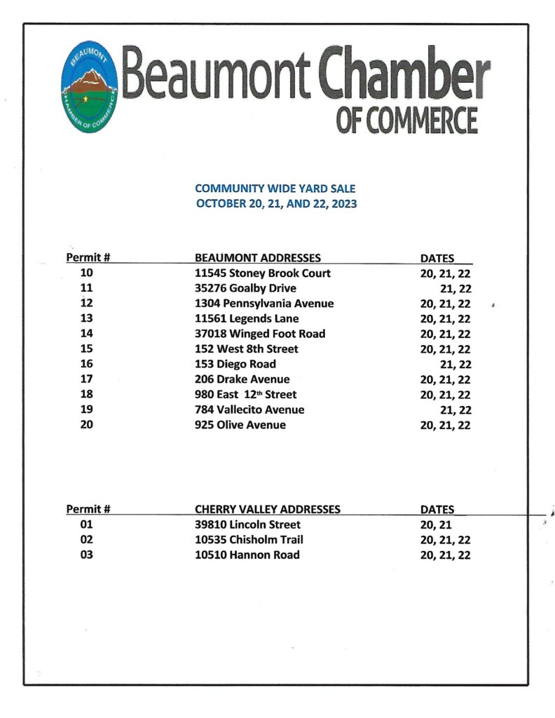 Community-Wide Yard Sale @ City of Beaumont and Cherry Valley, CA | Beaumont | California | United States