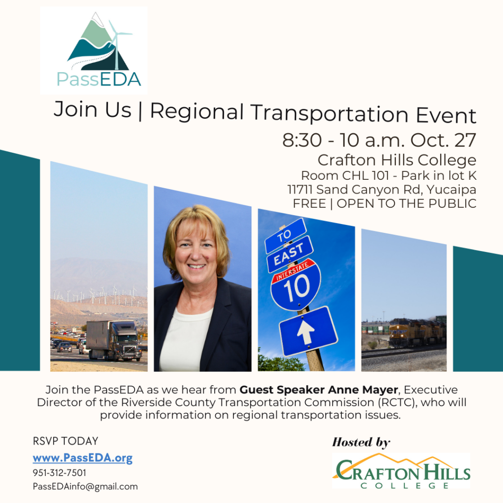 PassEDA Regional Transportation Event @ Crafton Hills College Room CHL 101