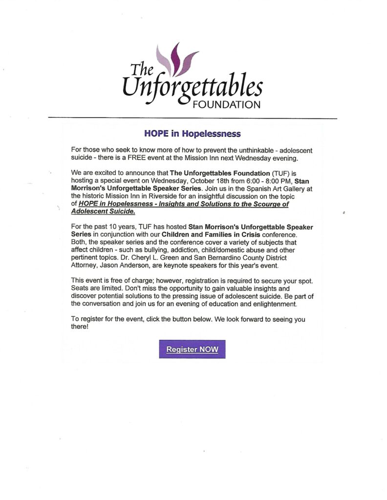 HOPE in Hopelessness FREE Event @ Mission Inn - Spanish Art Gallery | Riverside | California | United States