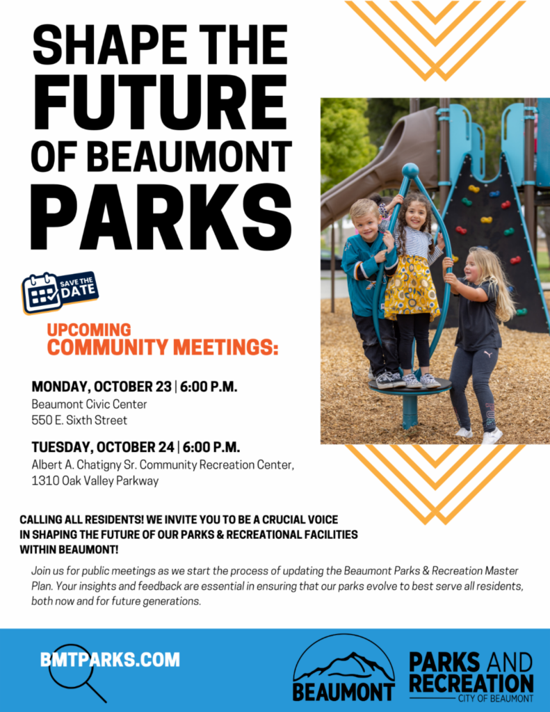 Parks & Recreation Community Meeting @ Albert A. Chatigny, Sr. Community Recreation Center | Beaumont | California | United States