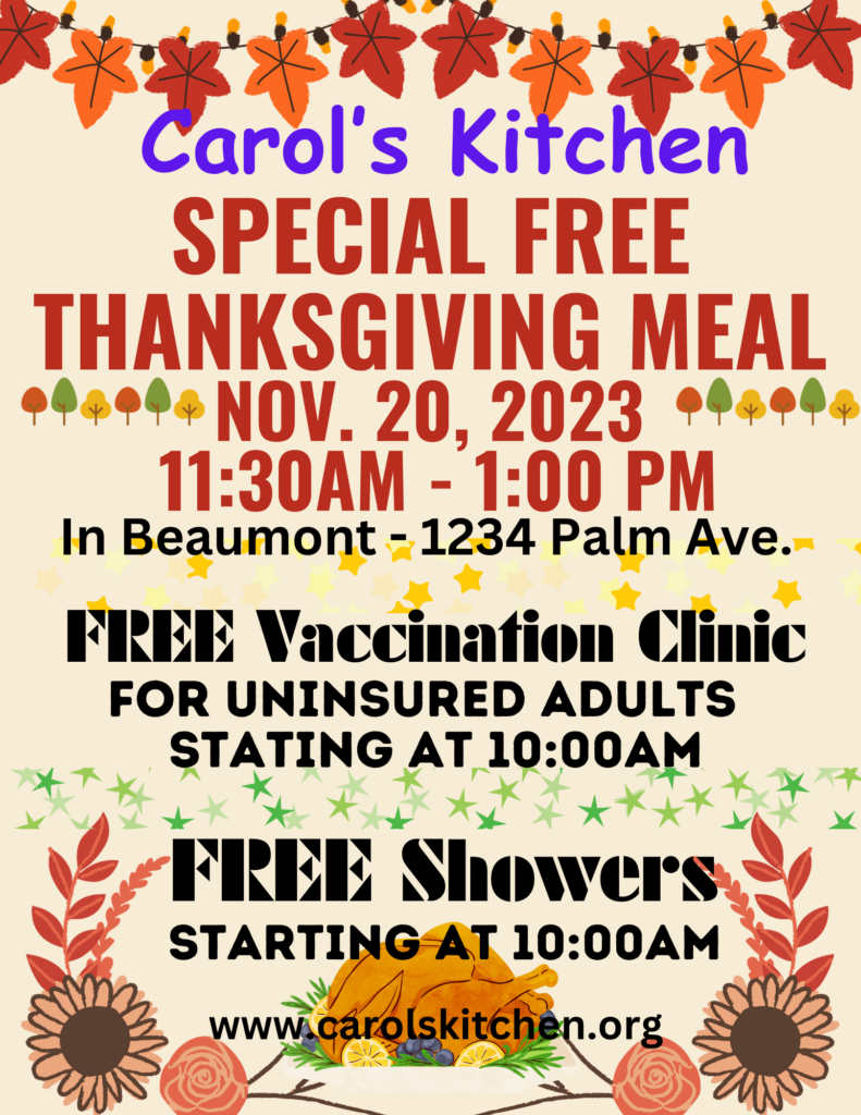 Carol's Kitchen Free Thanksgiving Meal @ Beaumont, CA | Beaumont | California | United States