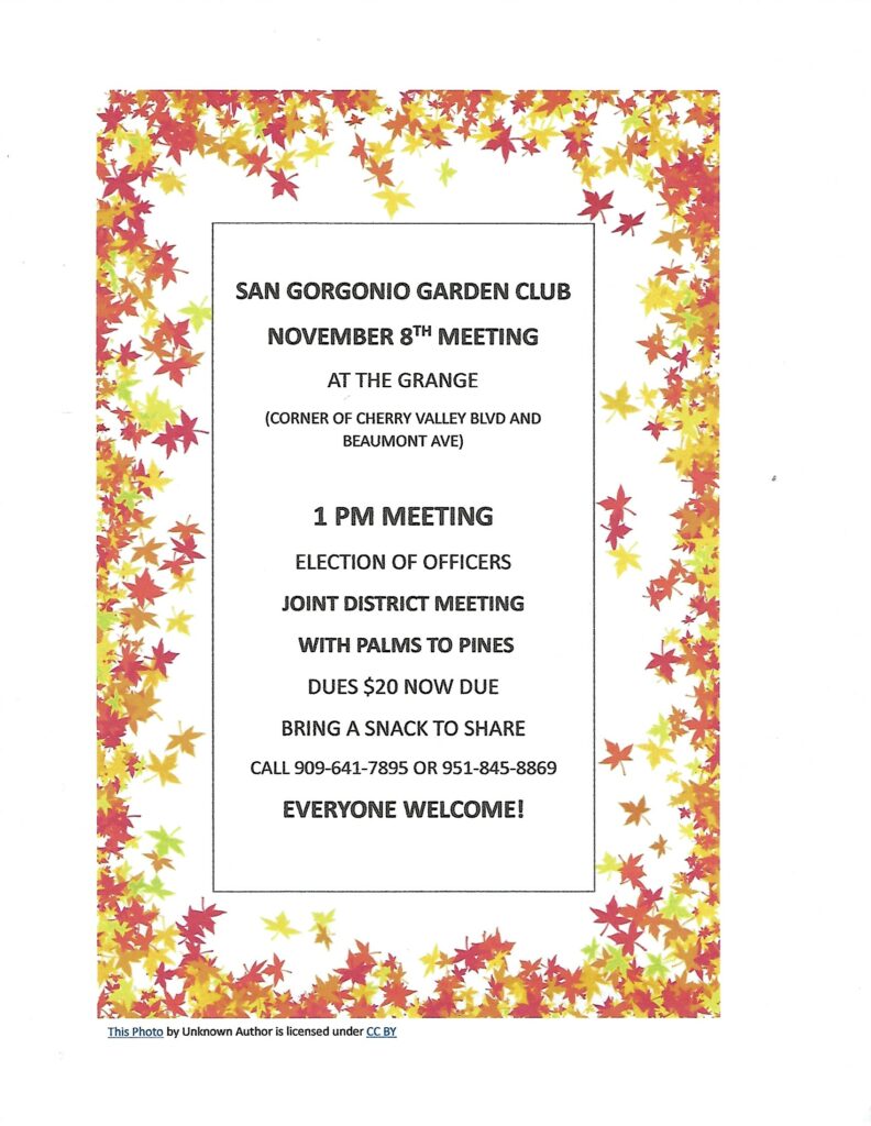 San Gorgonio Garden Club Meeting @ The Grange