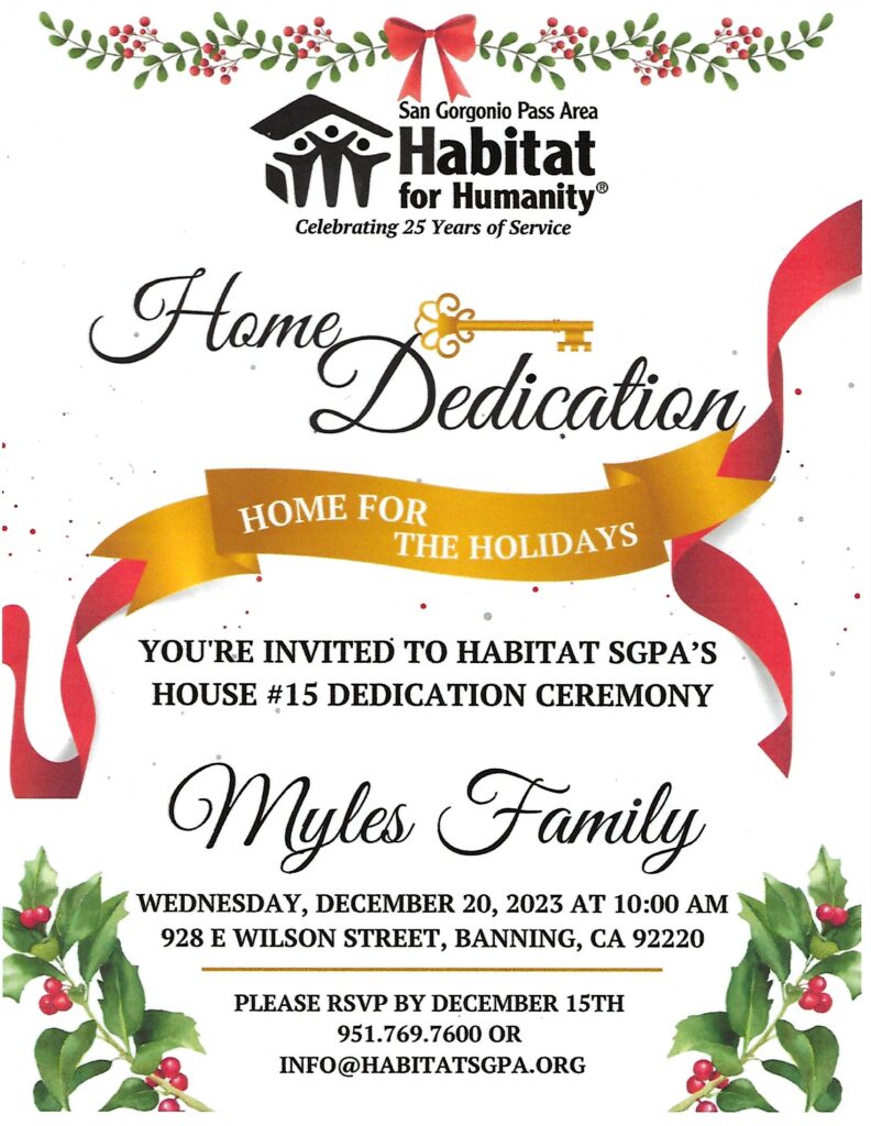 Home Dedication - Habitat for Humanity @ Myles Home | Banning | California | United States