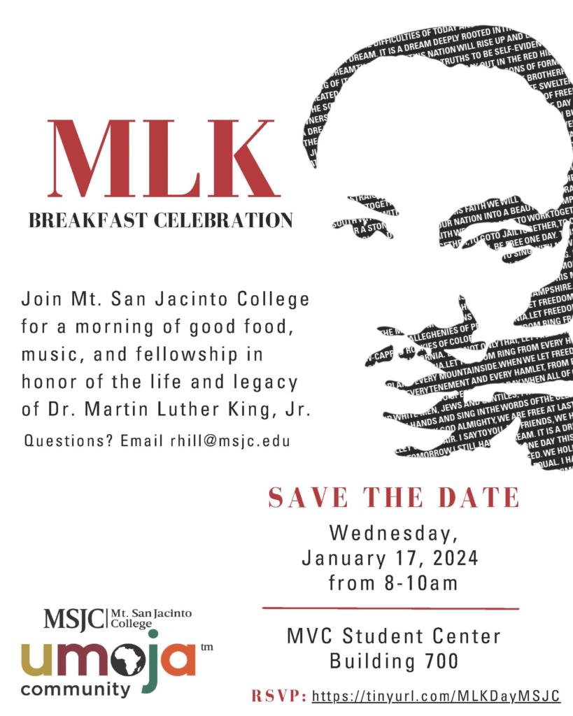 MLK Breakfast Celebration @ MSJC MVC Student Center, Bldg. 700