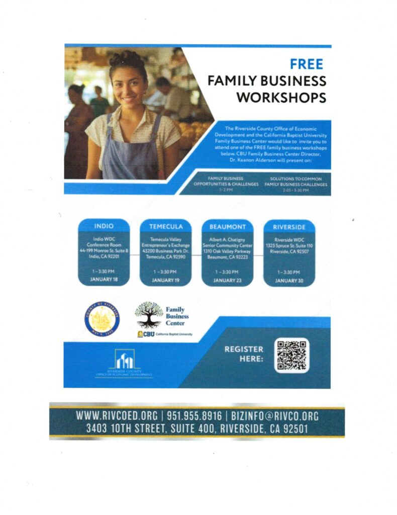 Free Family Business Workshop @ Riverside WDC | Riverside | California | United States