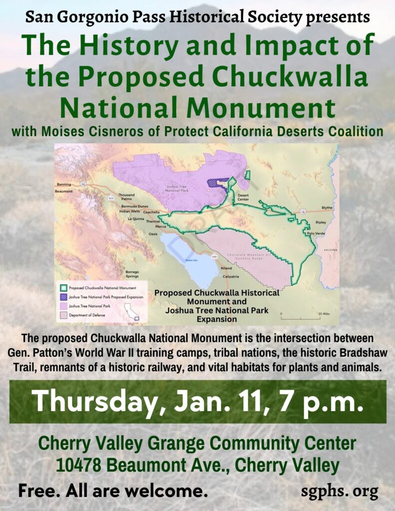 The History and Impact of the Proposed Chuckwalla Nat'l Monument @ Cherry Valley Grange