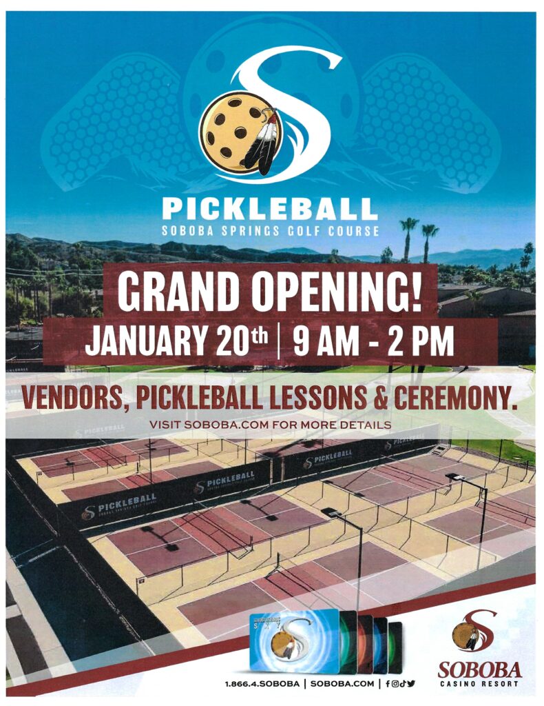 Soboba Pickleball Grand Opening @ Soboba Casino Resort