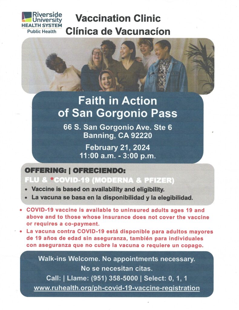 Vaccination Clinic @ Faith in Action of San Gorgonio Pass | Banning | California | United States