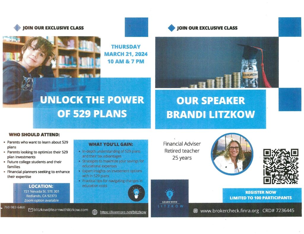 Unlock the Power of 529 Plans Class @ In person or Zoom | Redlands | California | United States