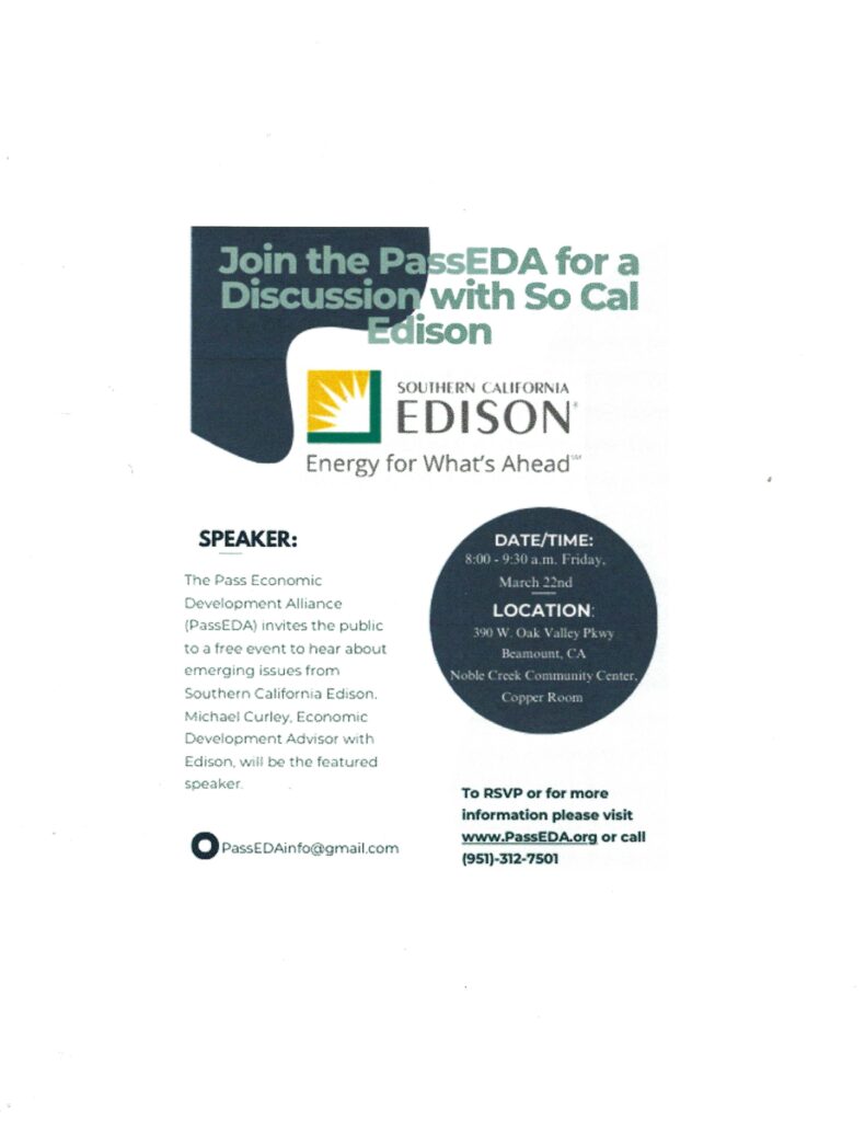 Southern CA Edison Discussion w/PassEDA @ Noble Creek Community Center, Copper Room