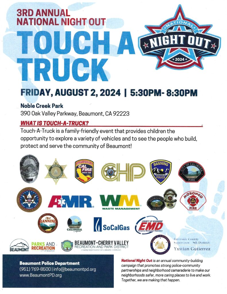 National Night Out & Touch-a-Truck @ Noble Creek Regional Park | Beaumont | California | United States