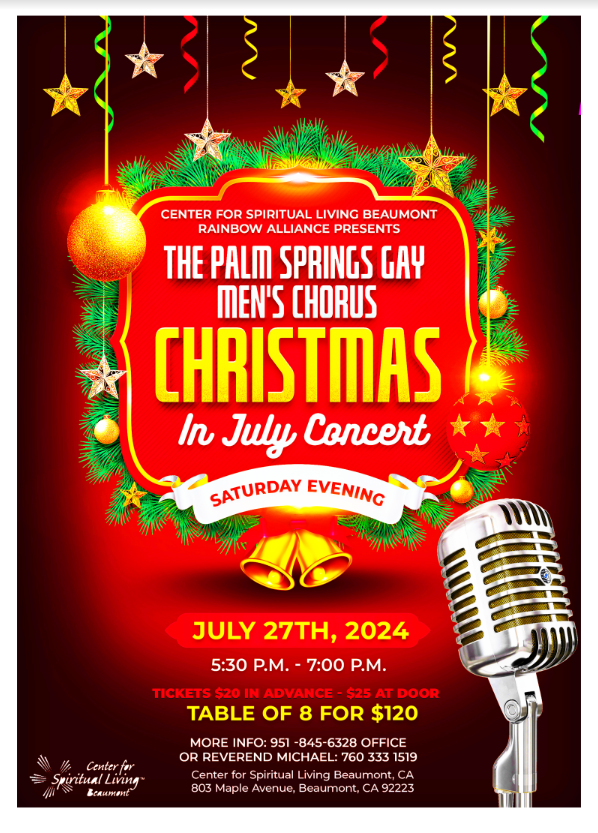 Christmas in July Concert @ Center for Spiritual Living | Beaumont | California | United States