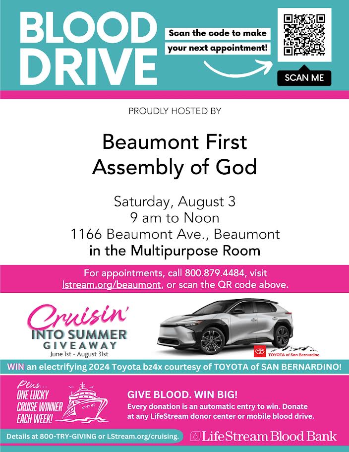 Blood Drive @ Beaumont First Assembly of God | Beaumont | California | United States