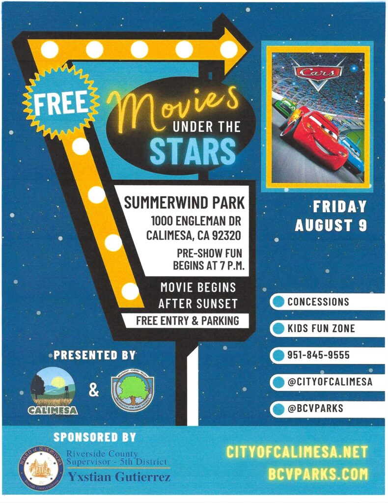 Movies Under the Stars - "Cars" @ Summerwind Park | Calimesa | California | United States