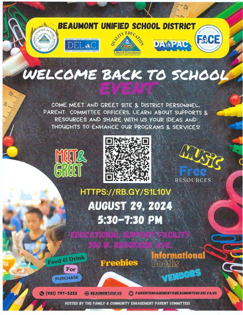 Welcome Back to School Event @ Educational Support Facility | Beaumont | California | United States