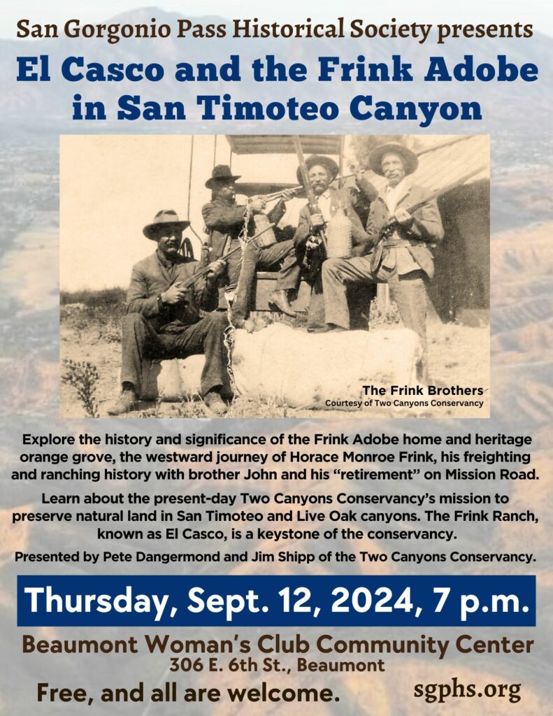 San Gorgonio Pass Historical Society Meeting @ Beaumont Woman's Club Community Center | Beaumont | California | United States